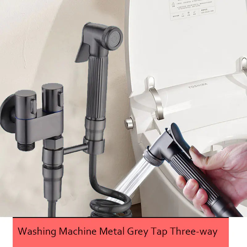 Handheld bidet sprayer kit with a three-way tap |Three-way Dual-Control Angle Valve