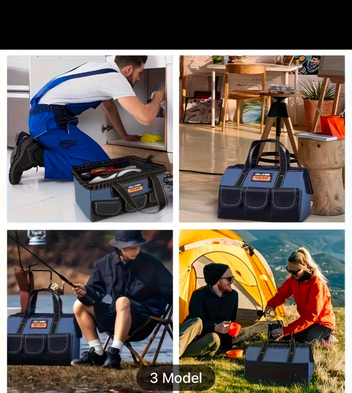 AIRAJ Wide-Mouth Tool Bag – Multi-Layer Heavy-Duty Tool Organizer with Two Free Tool Boxes (33cm / 35cm / 40cm Sizes)