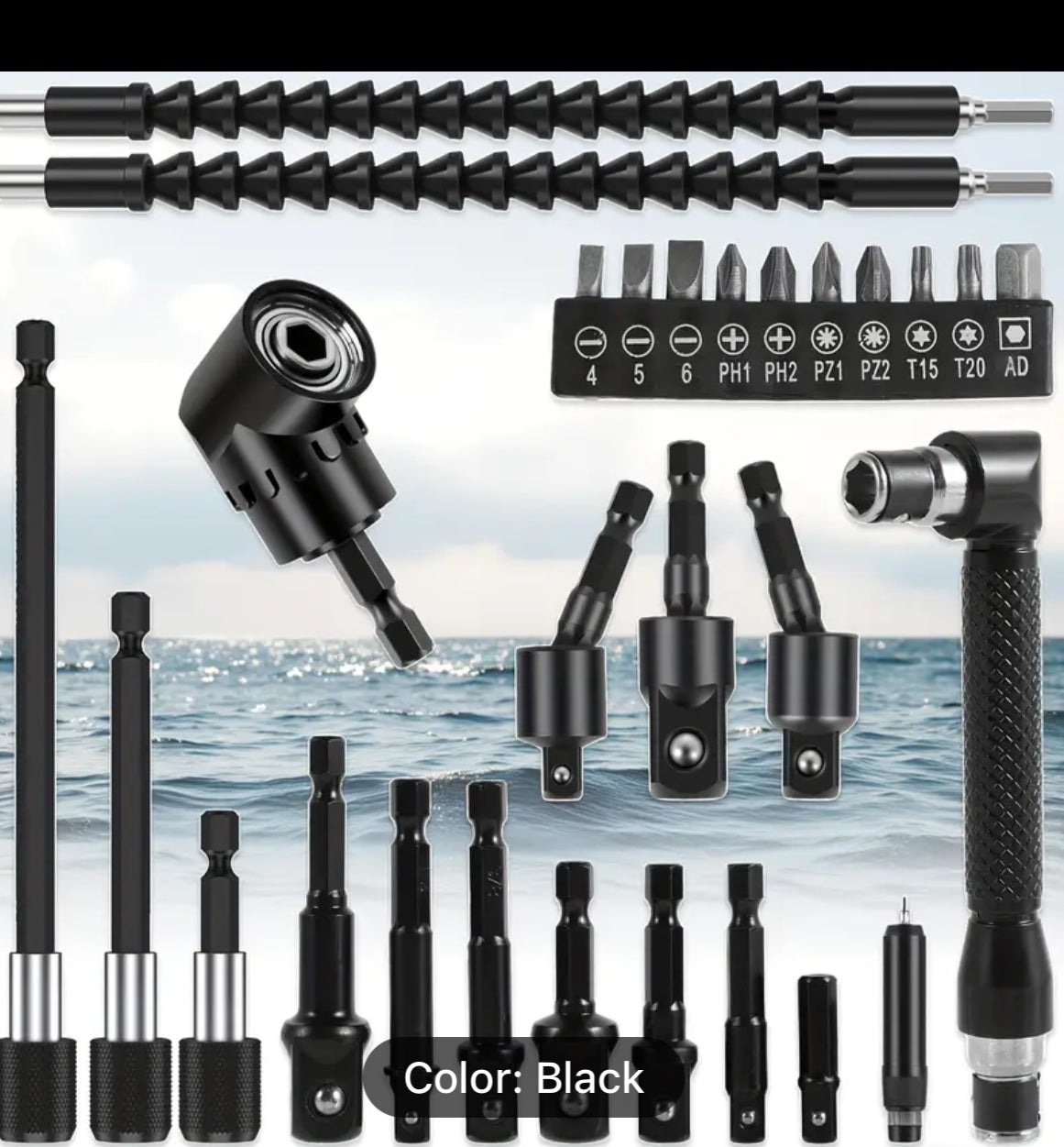 19-Piece Flexible Drill Bit Extension Set | Bendable Shaft & 360° Rotatable Adapter for Tight Spaces
